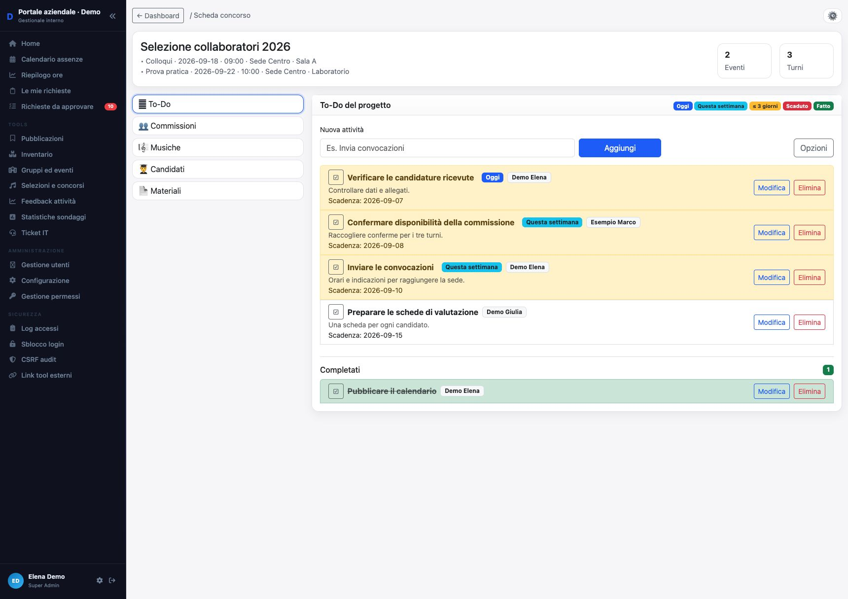 Preparare una selezione, senza perdere le scadenze